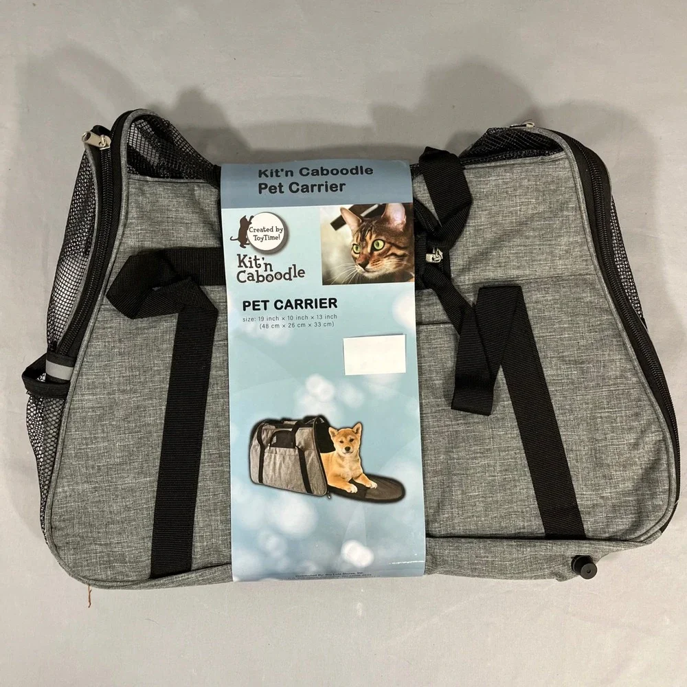Kit'n Caboodle ToyTime Pet Carrier Gray Soft Sided Travel Bag 19x10x13 NEW